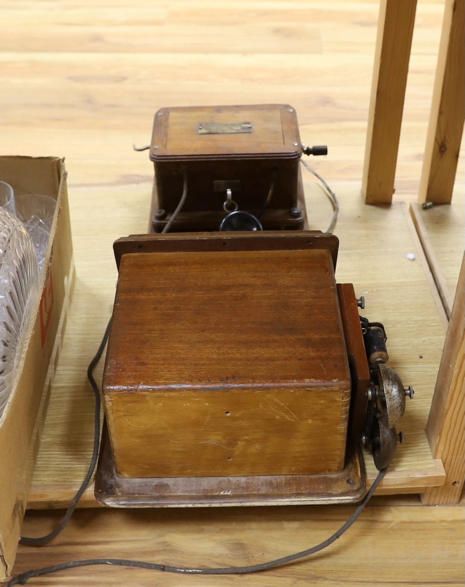 An Edwardian French wall telephone with manufacturer's stamps